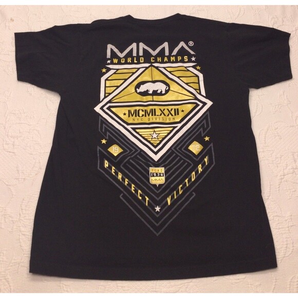 Ecko Unltd. MMA T-shirt Black Gold Men Large 00s Baggy Streetwear Y2K Military - Picture 2 of 7